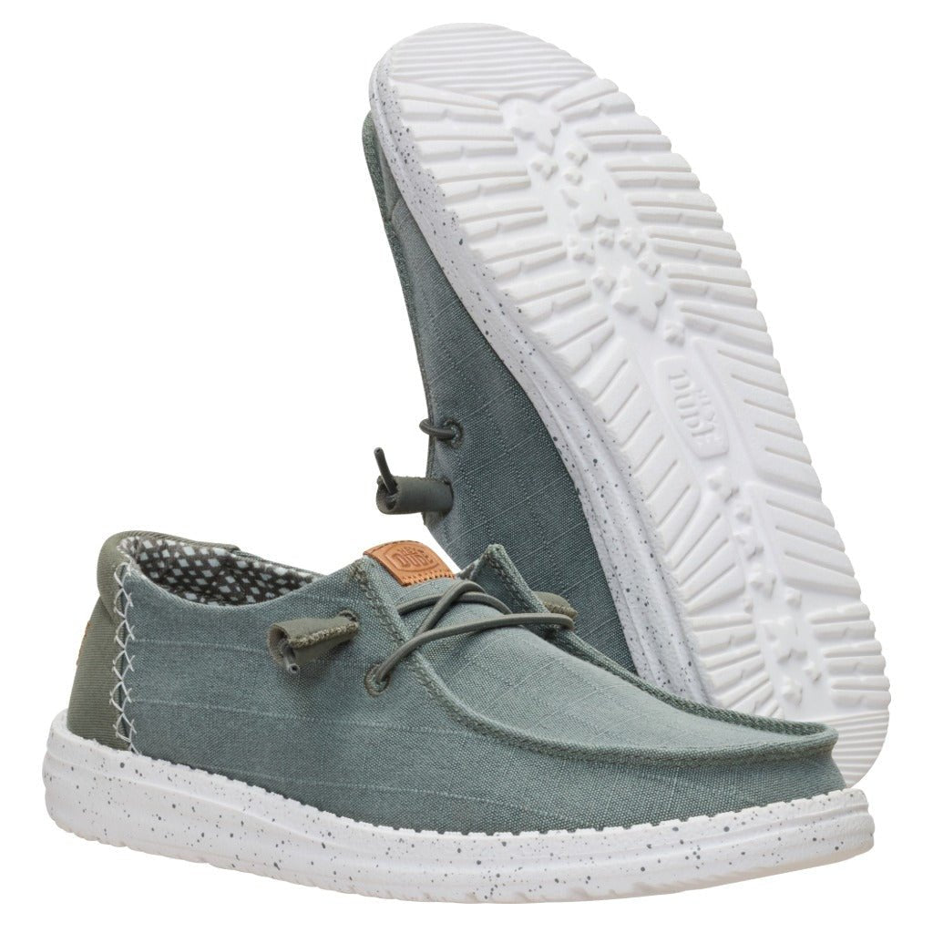 Hey Dude Wendy Chambray Grid Olive - Shoetopia Footwear