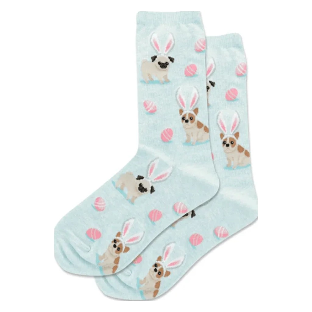 Hotsox, Easter Dogs, Women's, Crew Sock, Natural, Front view