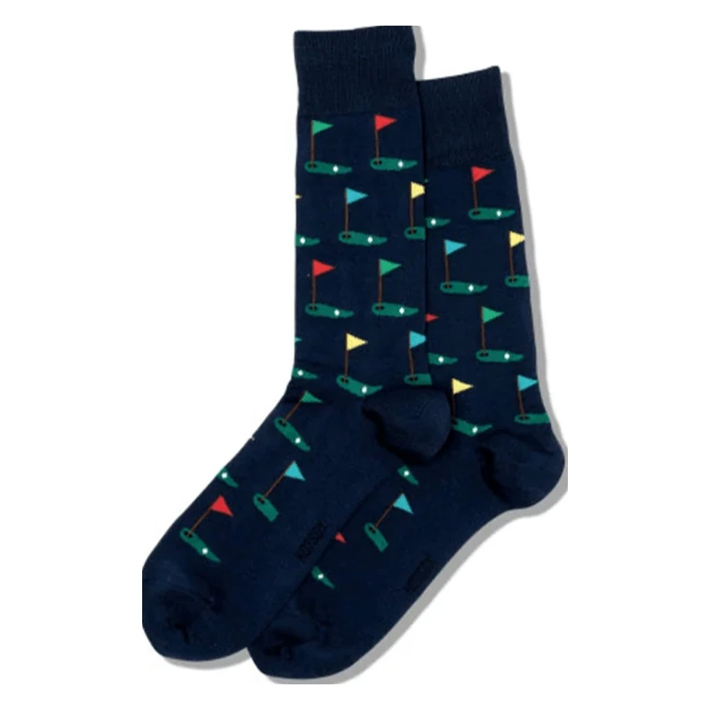 Hotsox, Golf, Men's, Crew Sock, Navy, Front view
