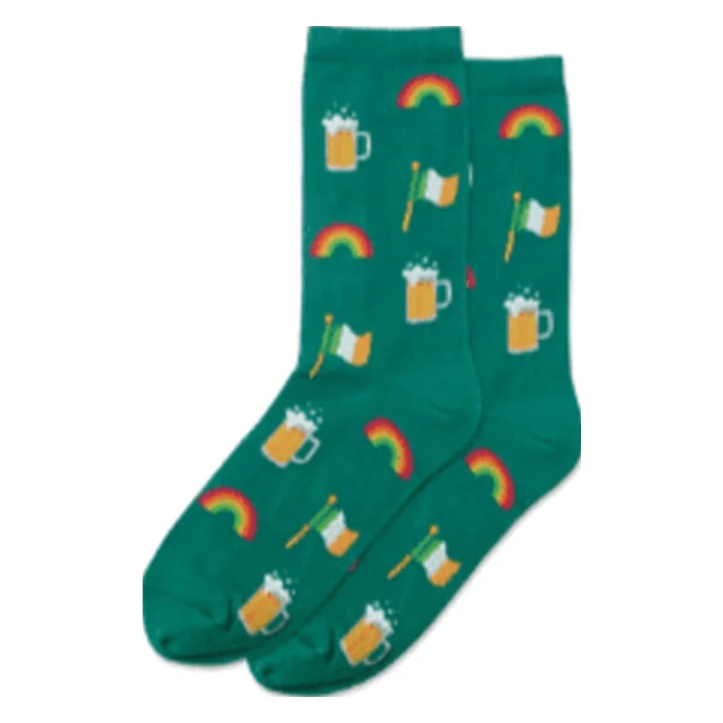 Hotsox, Irish Celebration, Women's, Crew Sock, Green, Front view