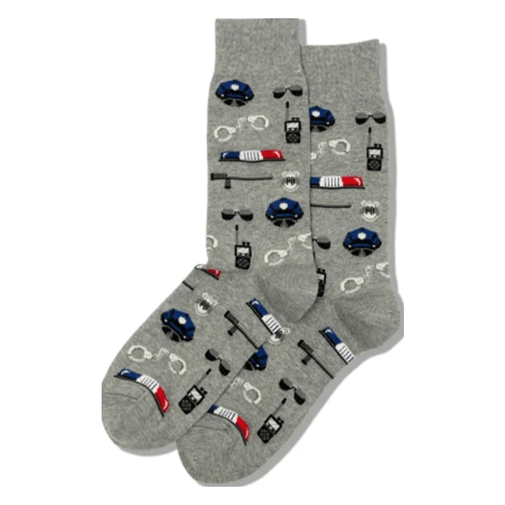 Hotsox, Police, Men's, Crew Sock, Grey, Front view