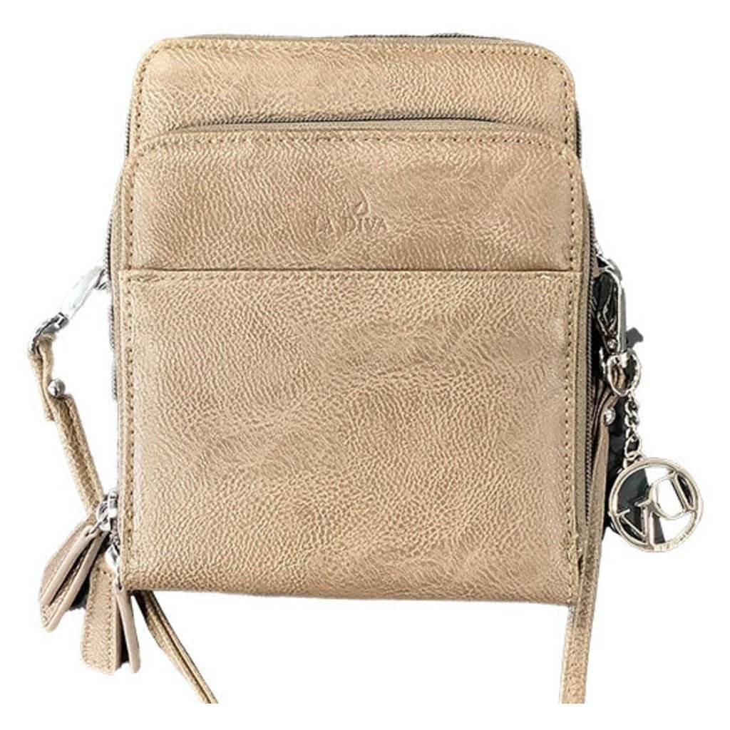 La Diva 5249 Crossbody Bag - Taupe - Shoetopia Footwear