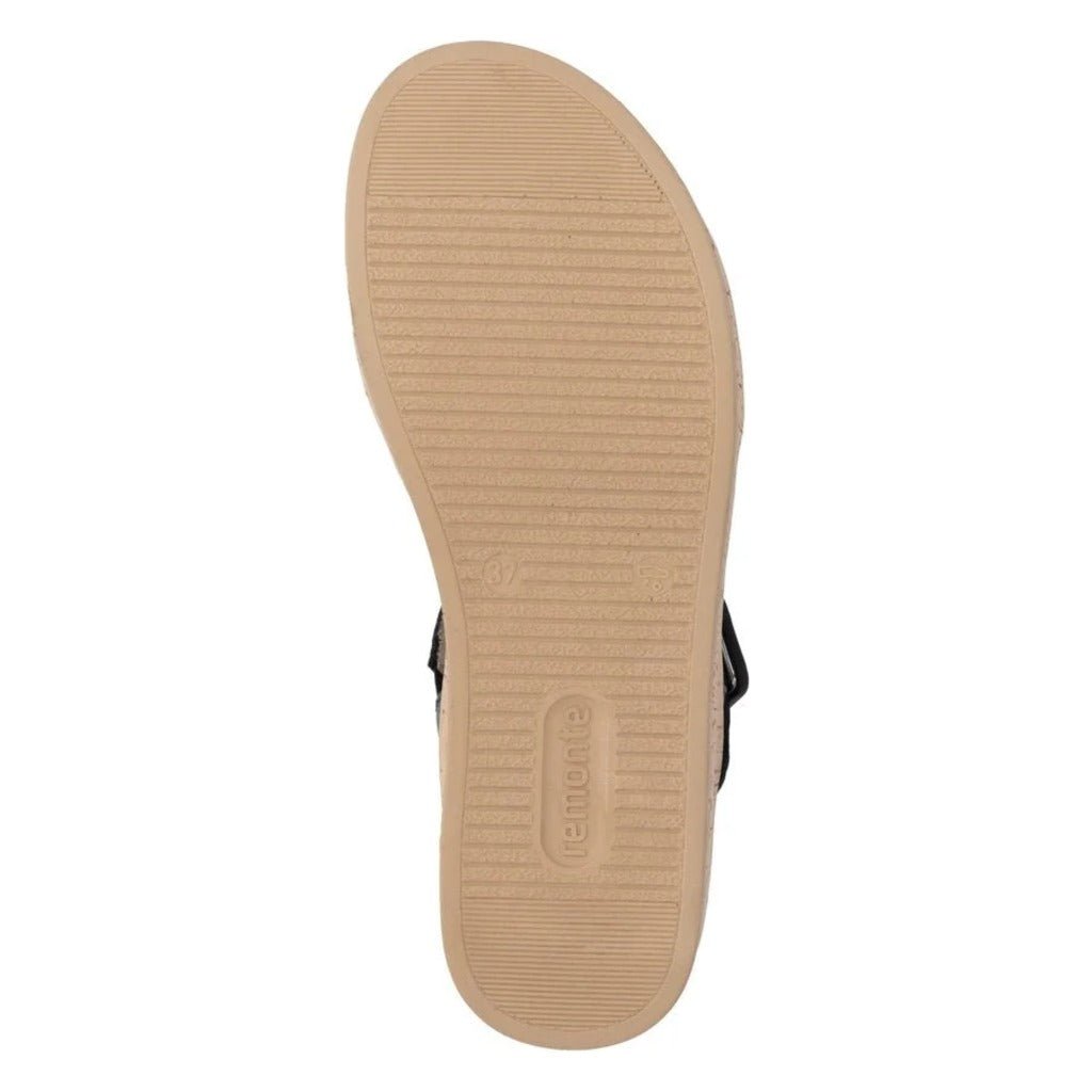 Remonte, D1N56, Women's, Sandal, Black, Outsole view