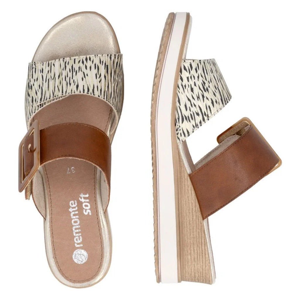Remonte, D6463, Women's, Sandal, Beige/Gold, Angled view