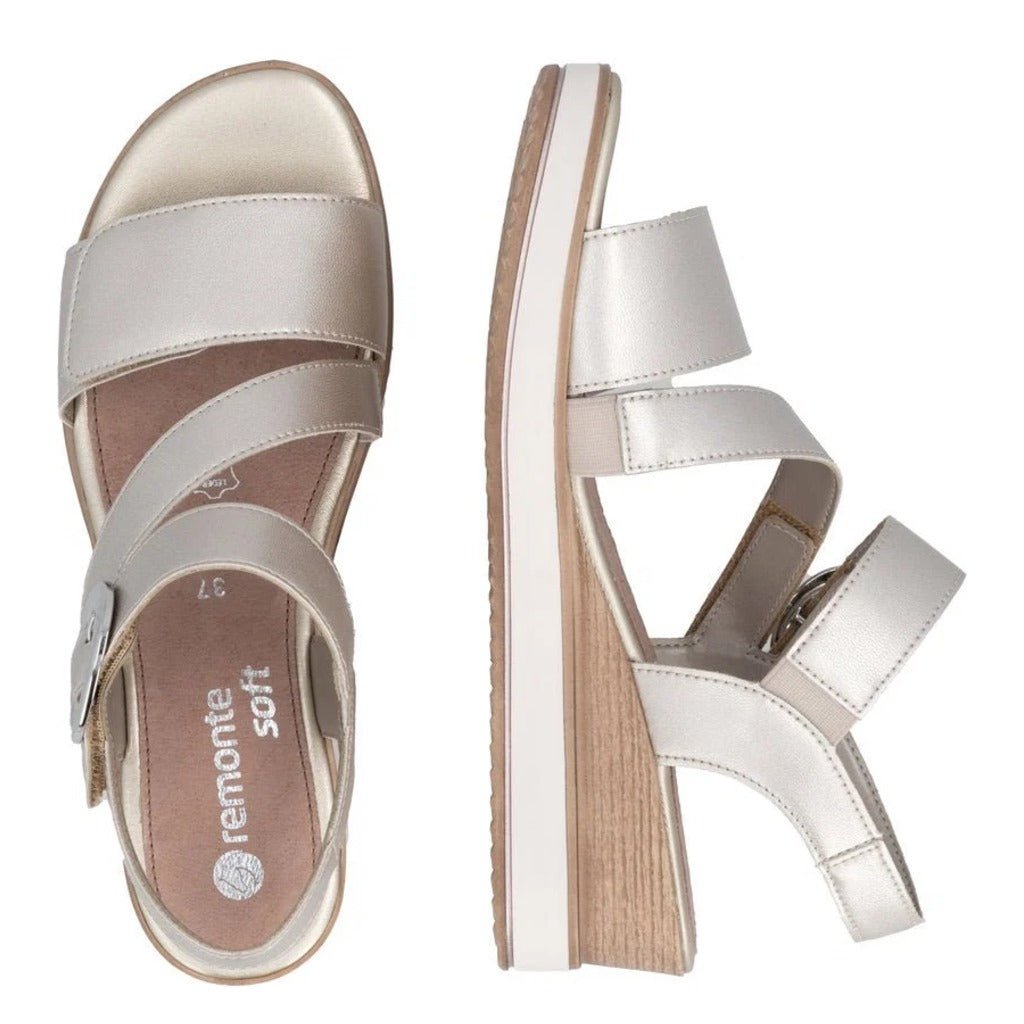 Remonte, D6466, Women's, Sandal, Gold, Angled view