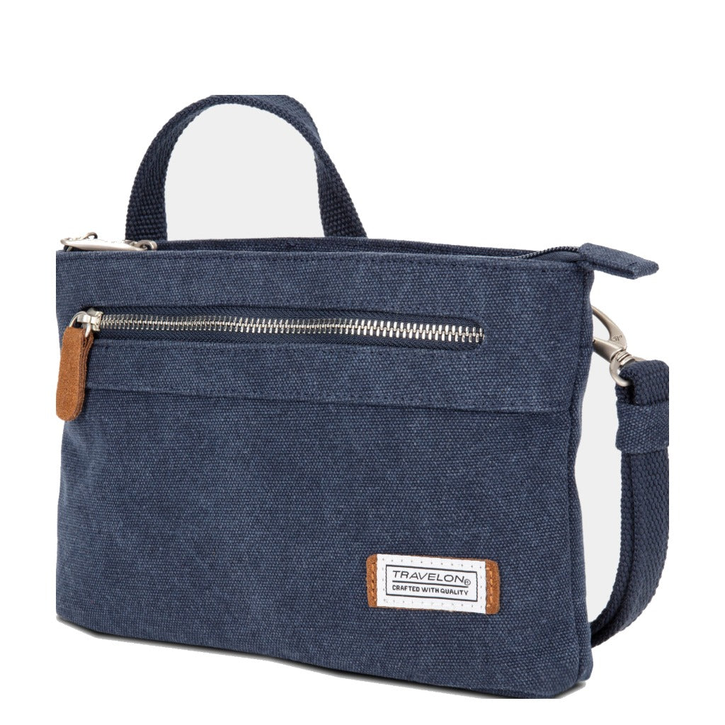Travelon, Anti-Theft Heritage Small Crossbody, Women's, Crossbody Bag, Indigo, Angled view