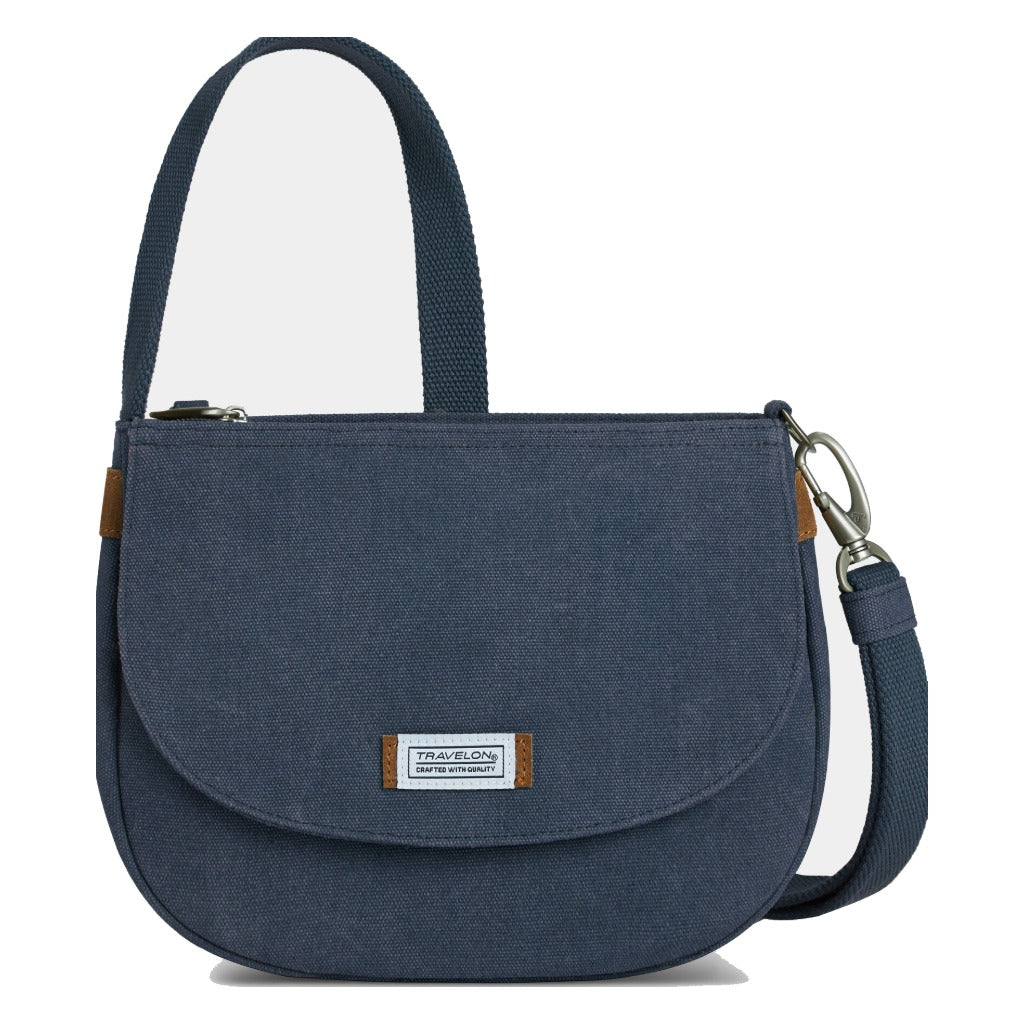 Travelon, Anti-Theft Heritage Saddle Crossbody, Women's, Crossbody Bag, Indigo, Front view
