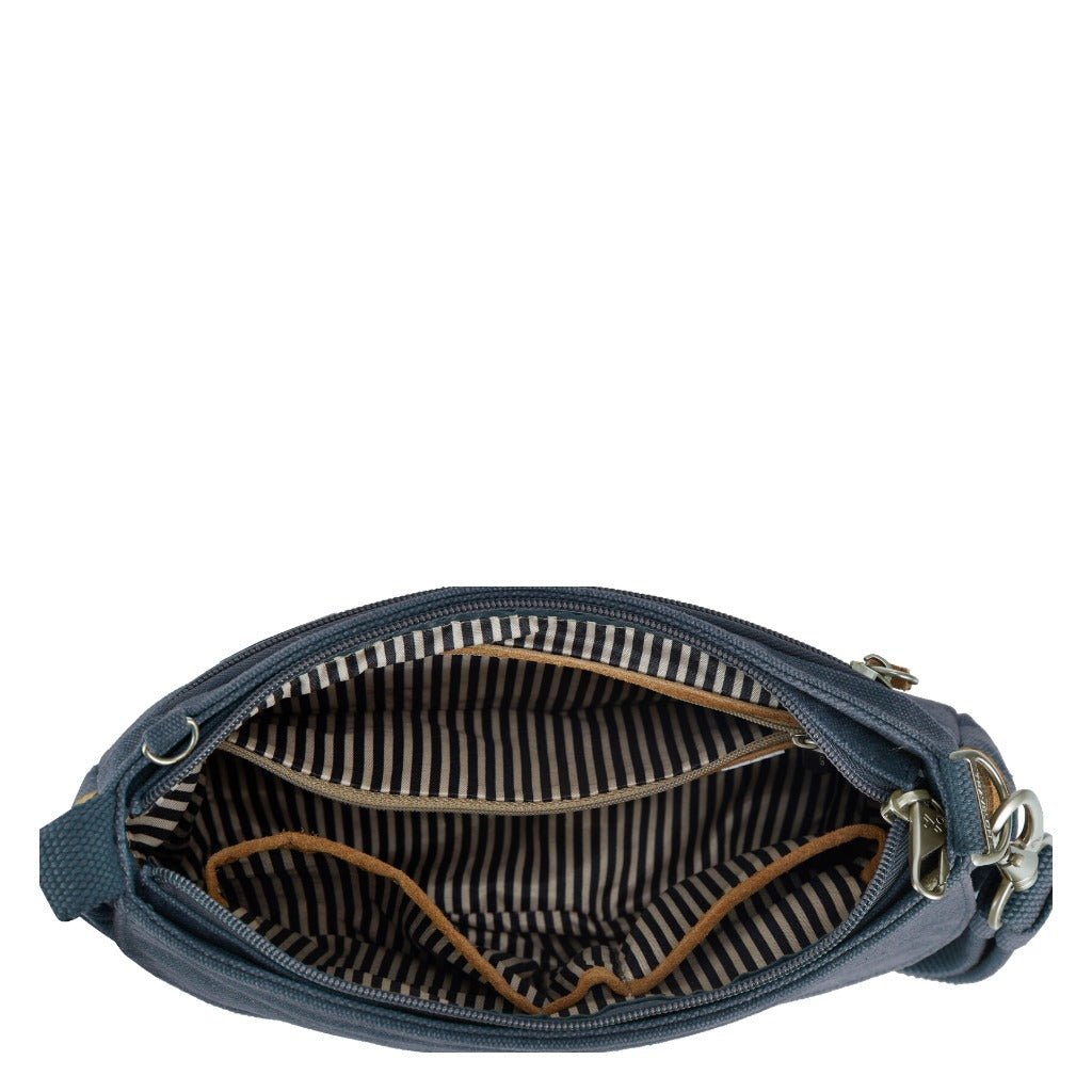 Travelon Anti-Theft Heritage Saddle Crossbody - Indigo - Shoetopia Footwear