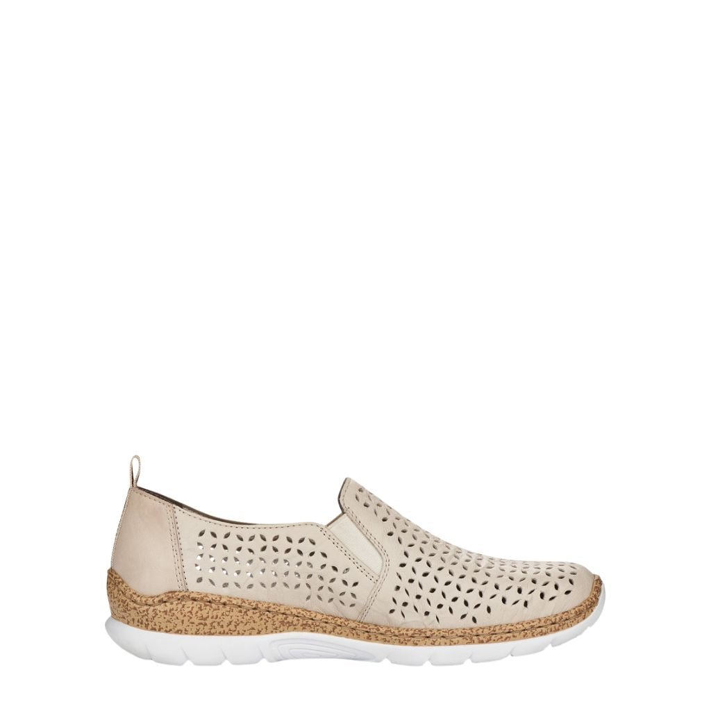 Shoetopia, Rieker, N4251-60, women’s casual slip-on shoe, beige, Right side view