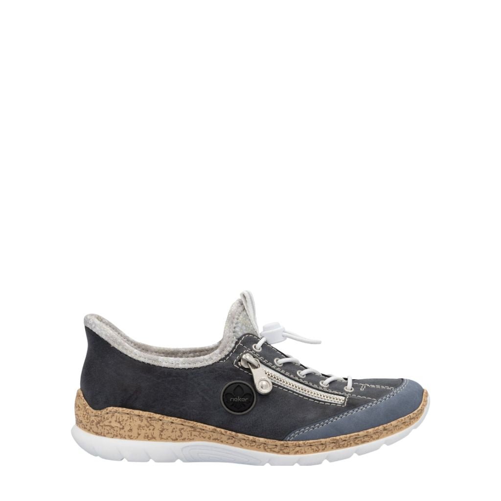 Shoetopia, Rieker, N42F2-14, women’s casual slip-on shoe, blue, Right side view