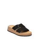 Birkenstock, Almina, Women's, Wedge Sandal, Black, Angled view