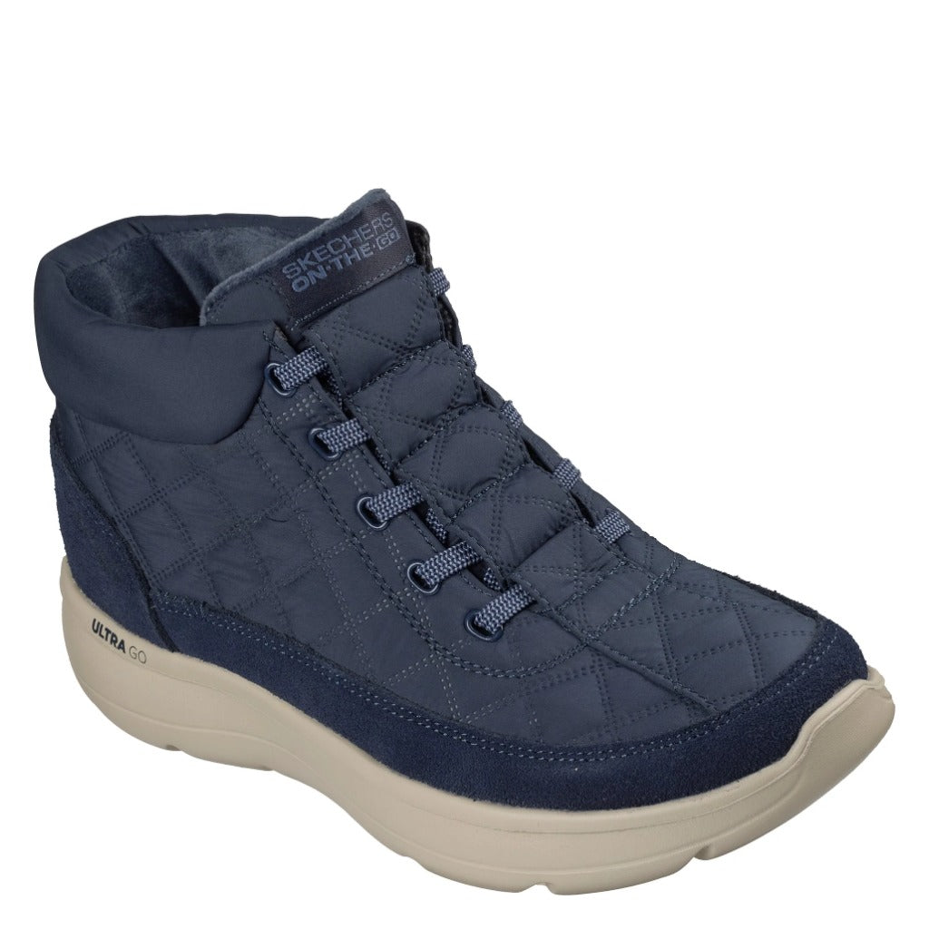 Skechers, Slip-Ins On-The-Go Encore Cozy Fit Day, Women's, Boot, Navy, Angled view