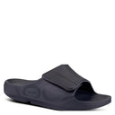 OOFOS, OOahh Sport Flex, Unisex, Slide Sandal, Matte Black, Angled view