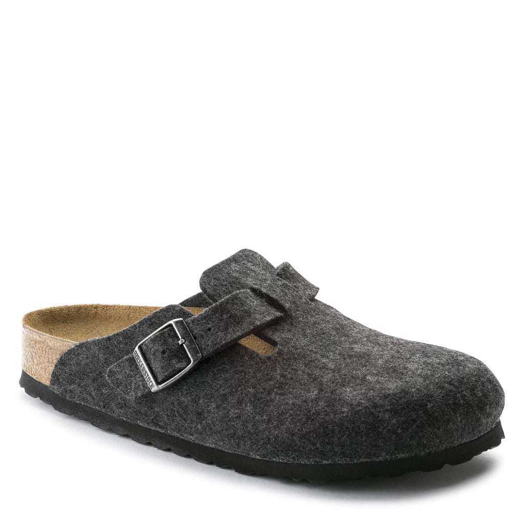 Birkenstock, Boston Wool, Unisex, Clog, Anthracite, Angled view