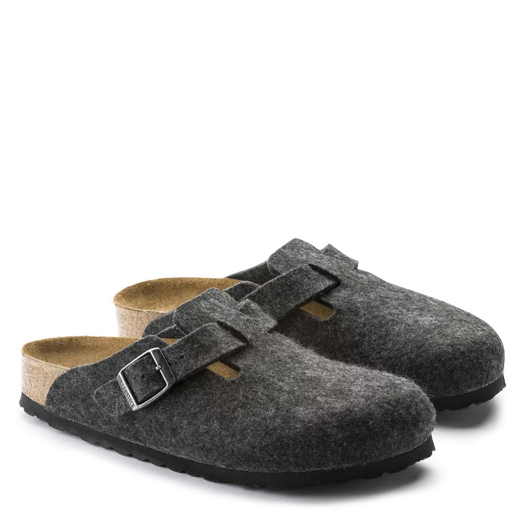 Birkenstock, Boston Wool, Unisex, Clog, Anthracite, Pair view
