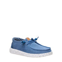 Shoetopia Footwear, Hey Dude, Wendy Chambray Grid, women’s casual slip-on shoe, blue, Right angle view