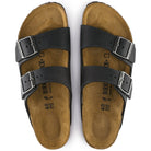 Birkenstock, Arizona Oiled Leather, Unisex, Sandal, Black, Angled view