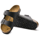 Birkenstock, Arizona Oiled Leather, Unisex, Sandal, Black, Angled view