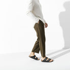 Birkenstock, Arizona Oiled Leather, Unisex, Sandal, Black, Angled view