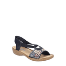 Rieker, Regina 608B4, Women's, Wedge Sandal, Black, Angled view
