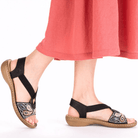 Rieker, Regina 608B4, Women's, Wedge Sandal, Black, Lifestyle image
