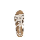 Shoetopia, Rieker 619B2 women’s sandal, women’s wedge comfort sandal, neutral tone, top view