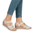 Shoetopia, Rieker 619B2 women’s sandal, women’s wedge comfort sandal, neutral tone, lifestyle image