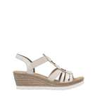 Shoetopia, Rieker 619B2 women’s sandal, women’s wedge comfort sandal, neutral tone, Right side view