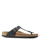 Birkenstock, Gizeh Black Oiled Leather, Women's, Sandal, Black, Side view