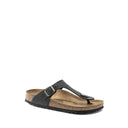 Shoetopia Footwear, Birkenstock Gizeh Oiled Leather, women’s thong sandal, black, Right angle view