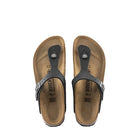 Birkenstock, Gizeh Black Oiled Leather, Women's, Sandal, Black, Top view