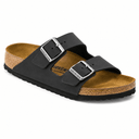 Birkenstock, Arizona Oiled Leather, Unisex, Sandal, Black, Angled view