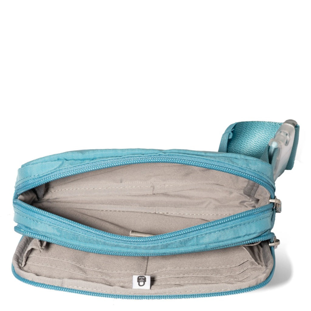 Baggallini, True Classic Belt Bag Sling, Belt Bag, Seaside Blue, Interior view