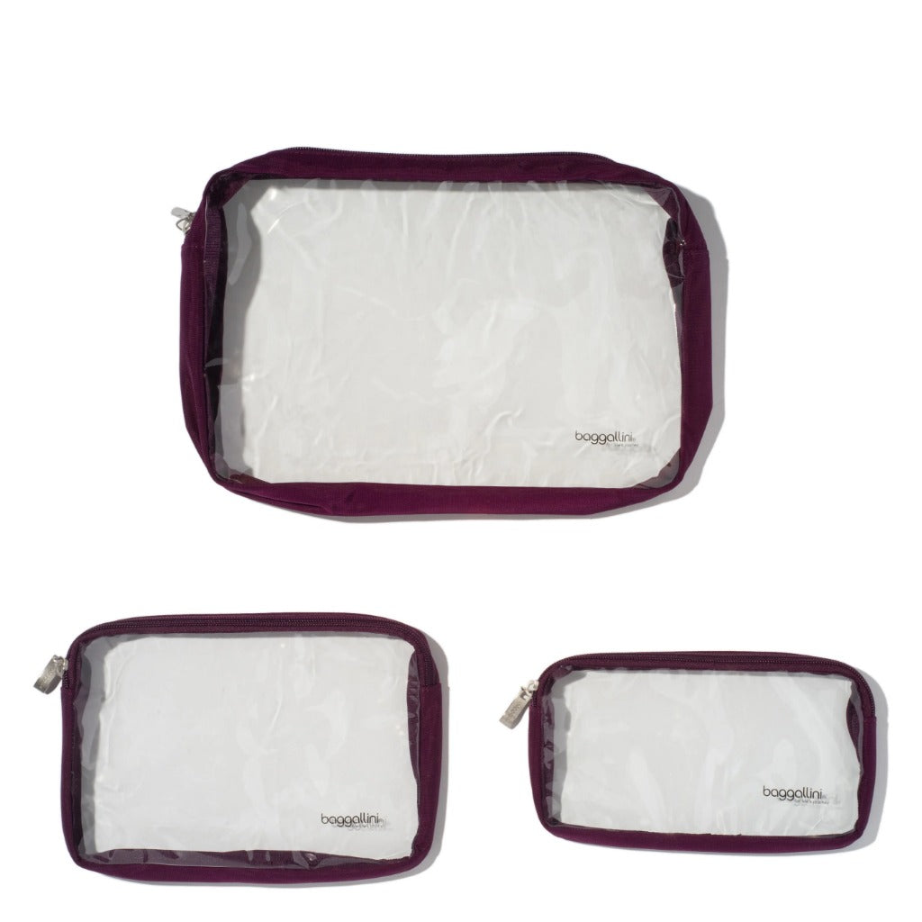 Baggallini, Clear Travel Pouches, Travel Pouches, Mulberry, Front view