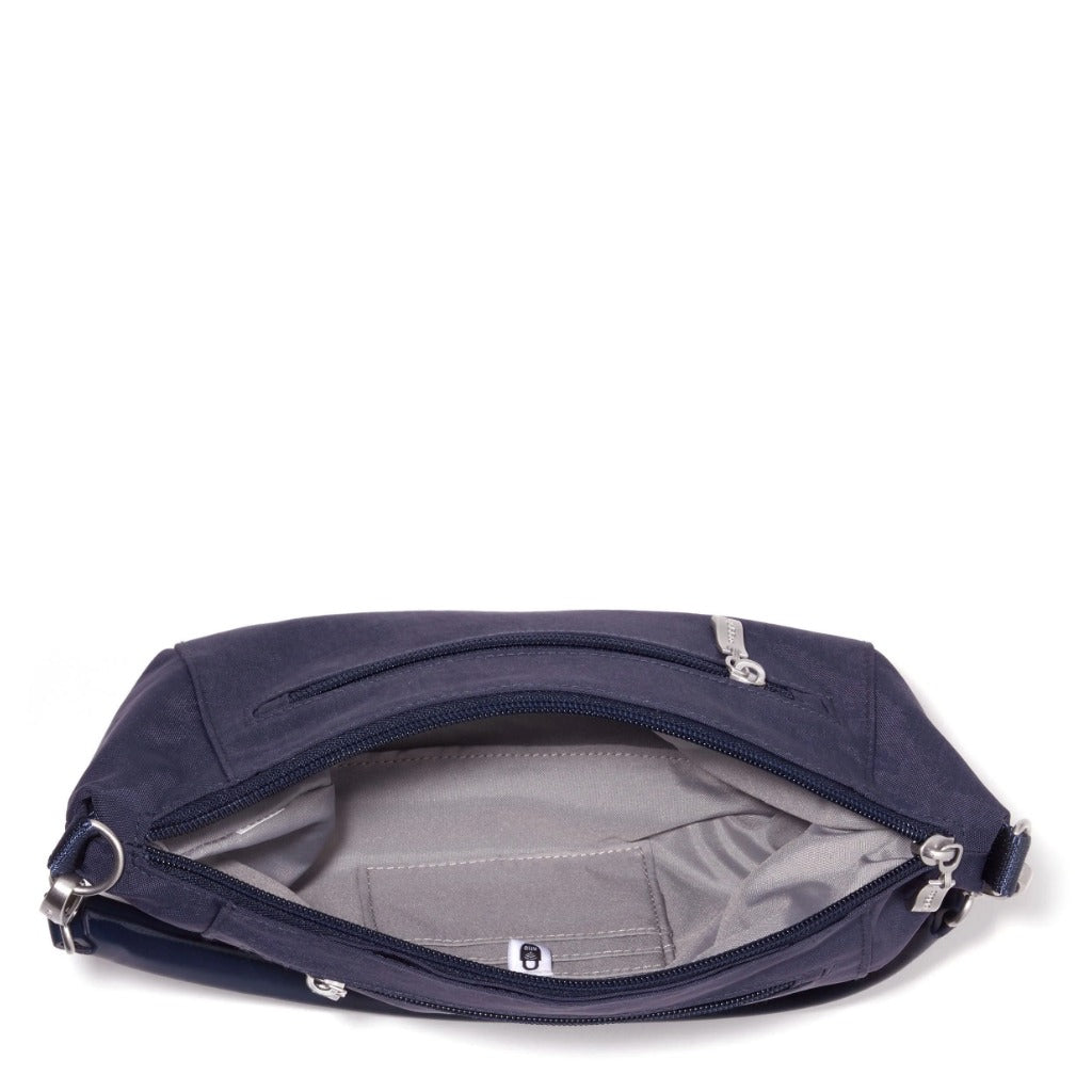 Baggallini, Modern Everywhere Half Moon Crossbody, Half Moon Bag, French Navy, Interior view