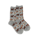 Hotsox, Horses, Women's, Crew Sock, Grey, Product photo