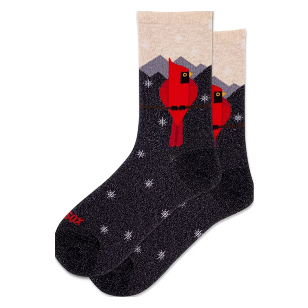 Hotsox, Metallic Cardinal, Women's, Crew Sock, Black, Front view