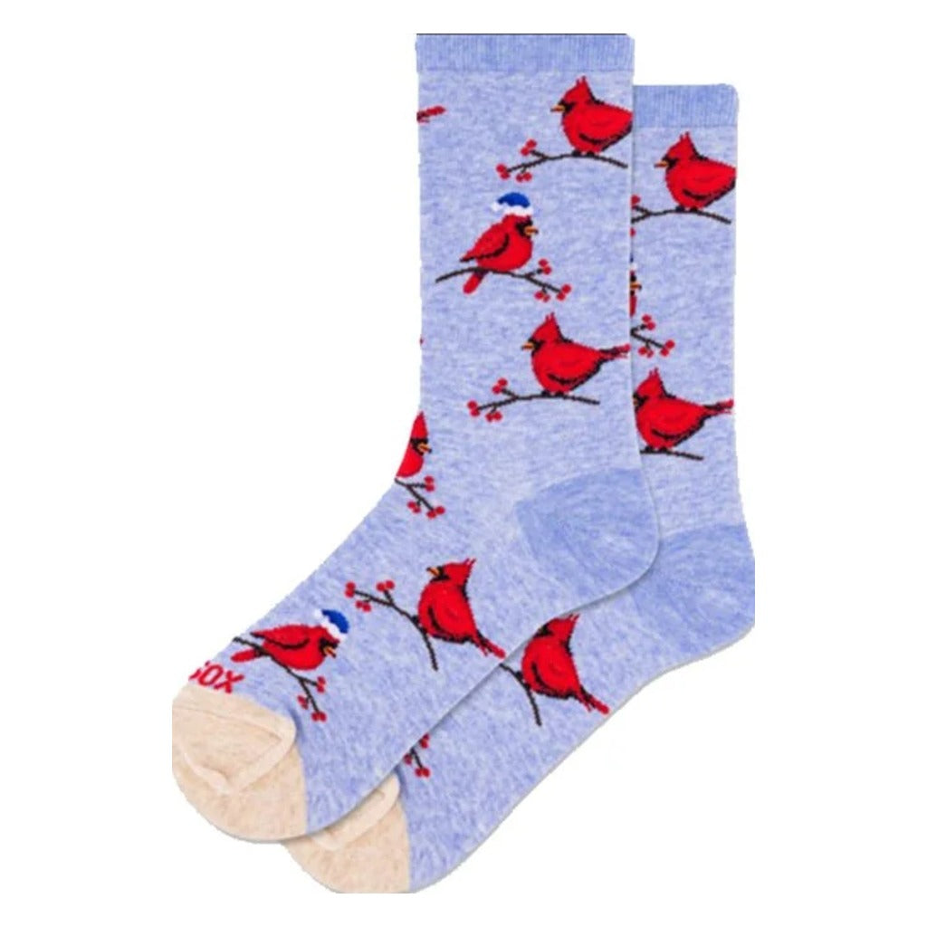 Hotsox, Christmas Cardinal, Women's, Crew Sock, Blue, Front view