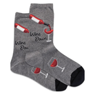Hotsox, Wine Down, Women's, Crew Sock, Charcoal, Front view