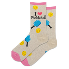 Hotsox, Pickleball, Women's, Crew Sock, Natural, Front view