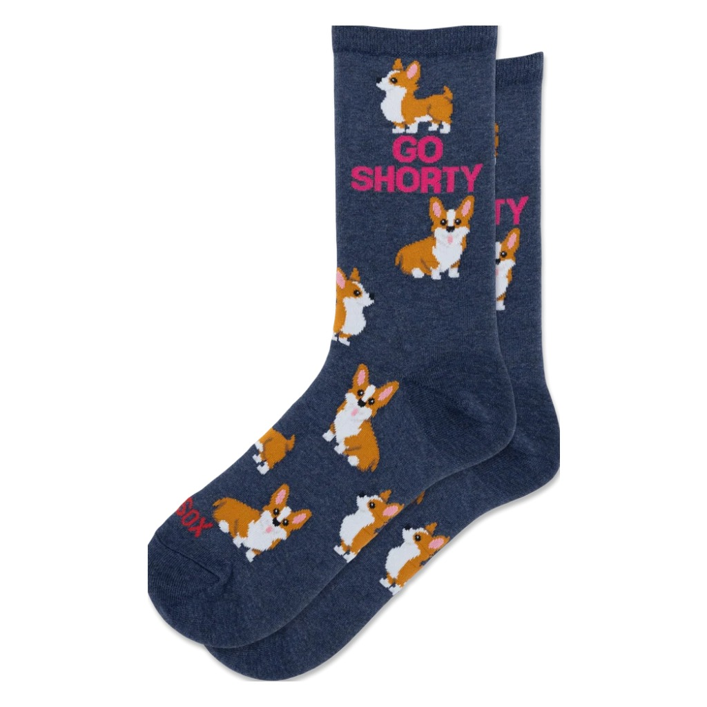 Hotsox, Go Shorty, Women's, Crew Sock, Denim, Front view