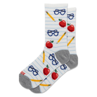 Hotsox, Teacher, Women's, Crew Sock, White, Front view