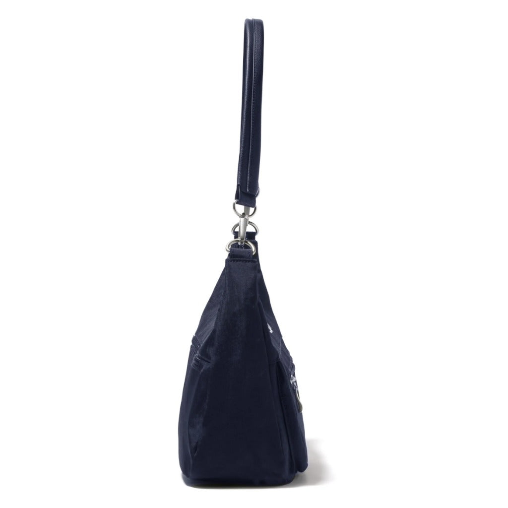 Baggallini, True Classic Pocket Half Moon Bag, Half Moon Bag, French Navy, Side view