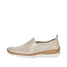 Shoetopia, Rieker, N4251-60, women’s casual slip-on shoe, beige, Left side view