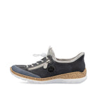 Shoetopia, Rieker, N42F2-14, women’s casual slip-on shoe, blue, Left side view