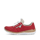 Shoetopia, Rieker, N42G0-33, women’s casual slip-on shoe, red, Left side view