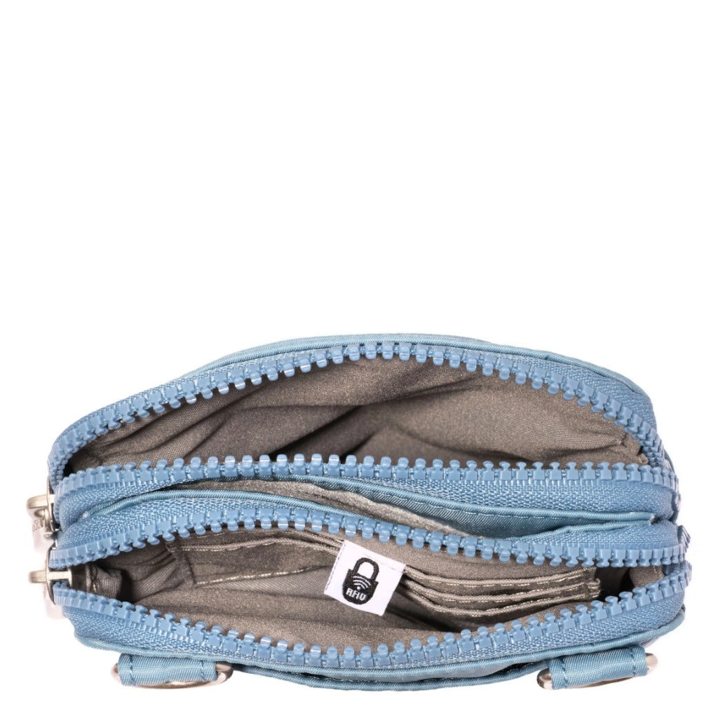 Baggallini, Modern Everywhere Take Two RFID Crossbody, Crossbody Bag, Cornflower Twill, Interior view