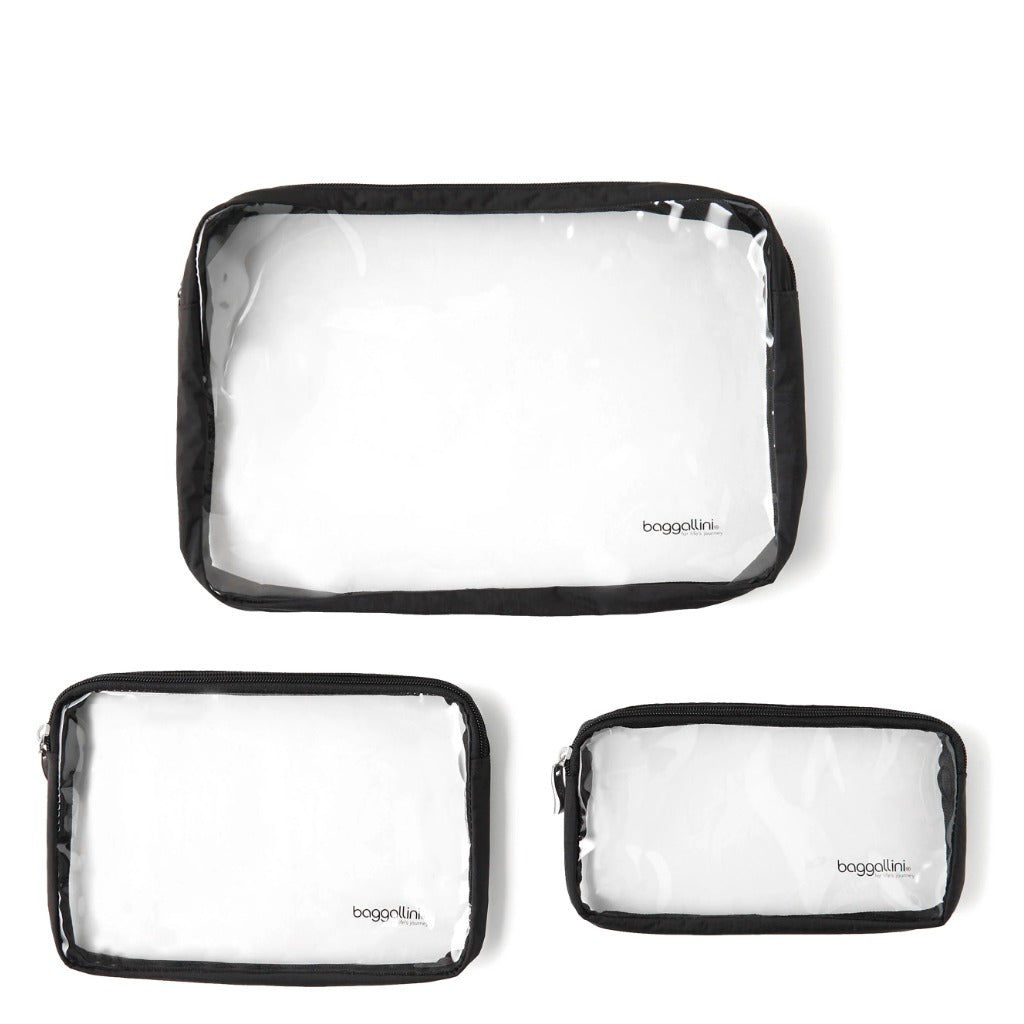 Baggallini, Clear Travel Pouches, Travel Pouches, Black, Front view