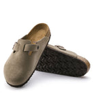 Birkenstock Boston Suede Soft Footbed Taupe, Regular Fit - Shoetopia Footwear