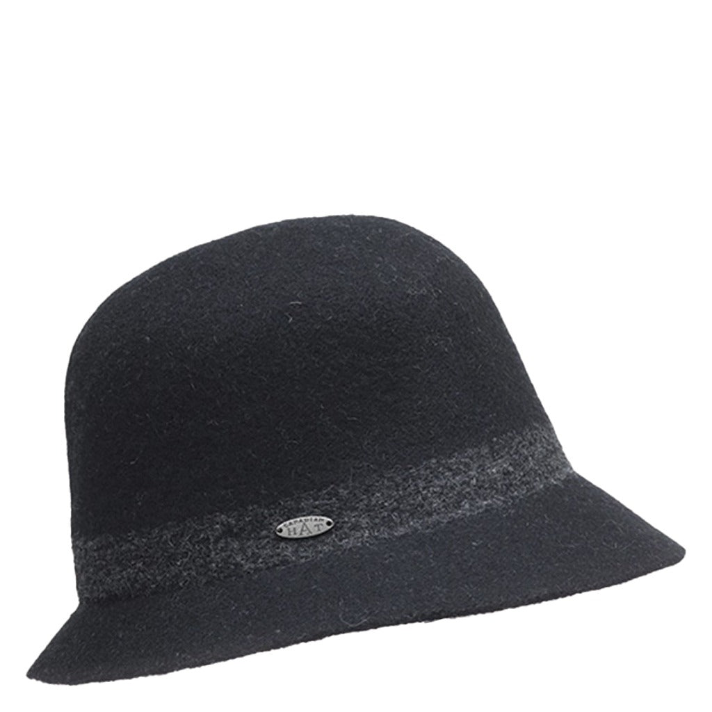 Canadian Hat, Claude, Women's, Cloche Hat, Black, Angled view
